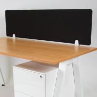 desk mounted frameless screen -black fabric -1650 wide to suit 1800 desk with brackets